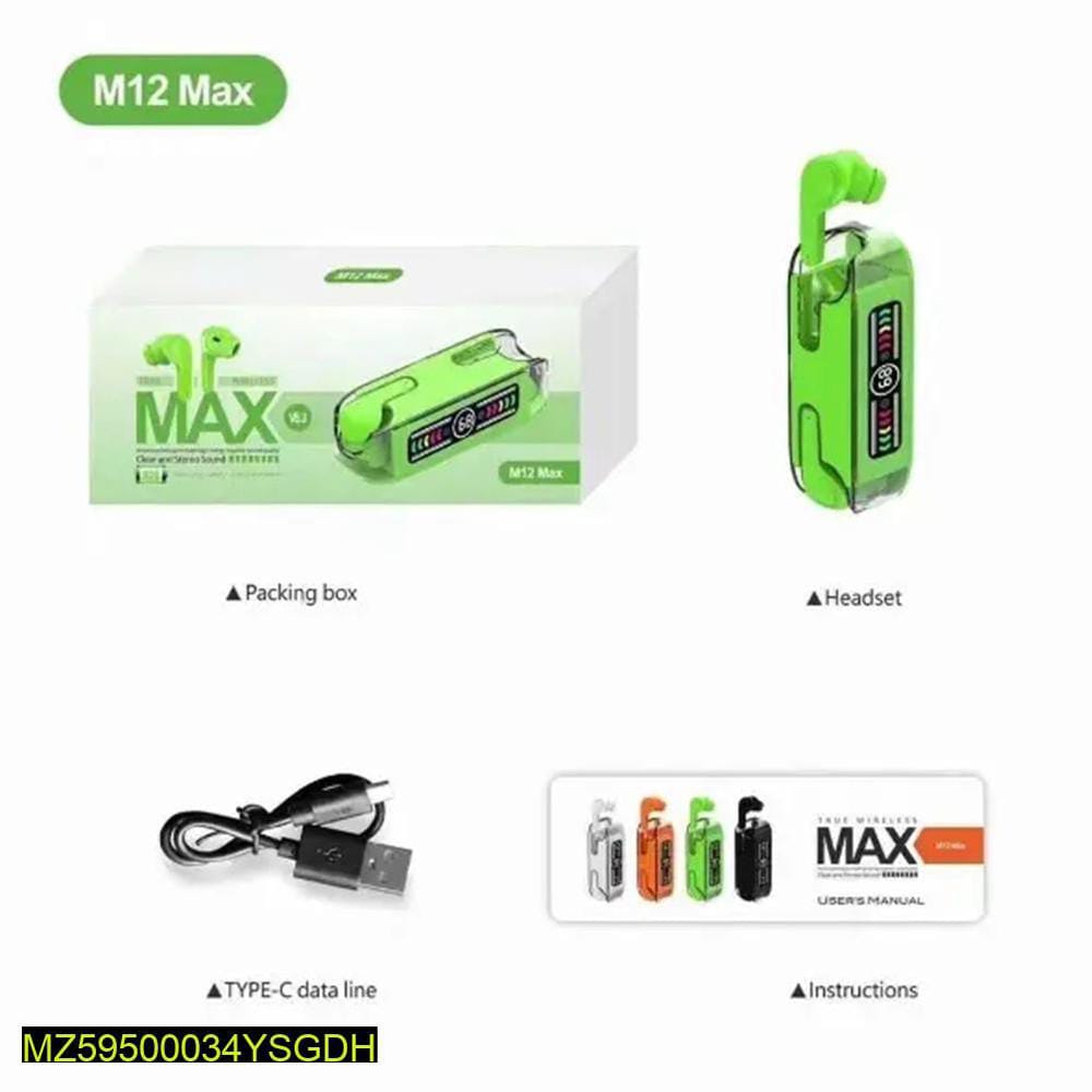 M12 Max Digital Display Wireless Earbuds